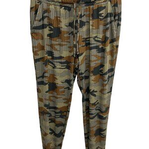 Hot Kiss Elastic Waist Drawstring Casual Camo Ribbed Jogger Pants Sz Large Comfy